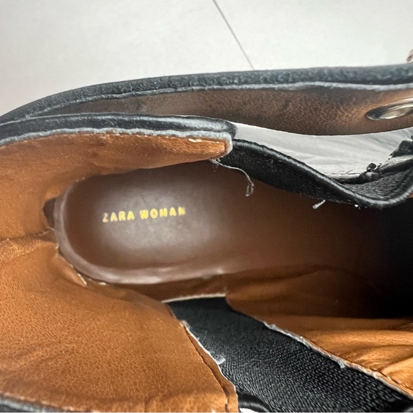 Zara Black Leather Ankle Boots With Fringes Size 40 (US 9) - Picture 9 of 11